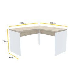 MESA EM L P/ ESCRITÓRIO 135X135 PANDIN P25 - NOGUEIRA/BRANCO ETP135135P25PP - 5