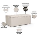 Ver mais imagens de Kit Cabeceira Cama Box Solteiro 100cm com Calçadeira Recamier Baú Dália W01 Linho Cru - Lyam