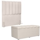 Ver imagem 5 de Kit Cabeceira Cama Box Solteiro 100cm com Calçadeira Recamier Baú Dália W01 Linho Cru - Lyam