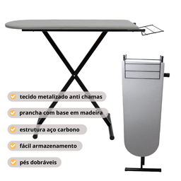 Mesa Tábua de Passar Roupa Tecido Térmica Prática Porta Ferro Dobrável Itagold - 5
