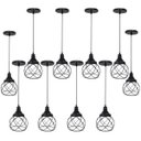 Ver imagem 1 de 10 Pendentes Aramado Esfera Balonê Preto Lustre Luminária Teto Regulável Sala Cozinha Industrial Agp
