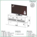 Ver imagem 3 de Rack Retrô Mdf Tela em Palha Sintética Dalla Costa 2 Gavetas