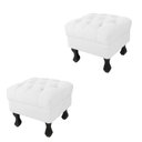 Ver imagem 1 de Kit 02 Puffs Decorativo Em Captonê Retrô Luis Xv Suede Branco - LM DECOR