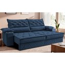 Ver imagem 3 de Sofá Retrátil e Reclinável 2,10m com Porta Copos e Molas Cosmos Velusoft Azul Cama Inbox