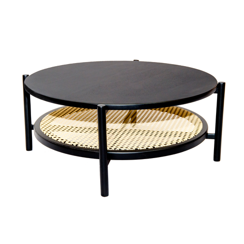 Mesa de Centro em Madeira com Palha Natural