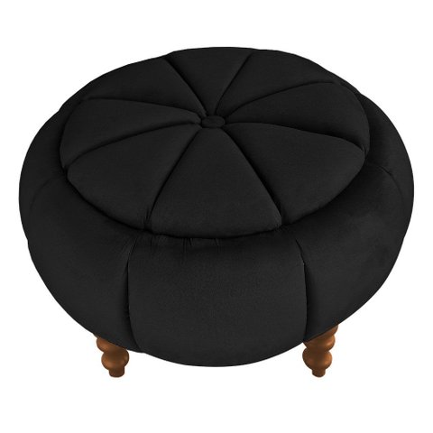 Puff da Vinci 65 Cm Suede Slk Decor Amara Preto