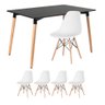 KIT - Mesa de jantar retangular Eames 80 x 120 cm preto + 4 cadeiras Eiffel DSW Branco - 1