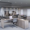 Ver imagem 3 de Mesa para Escritório em L Diretor com Balcão ML1800PE50 180cm Nogueira Casablanca E Prata