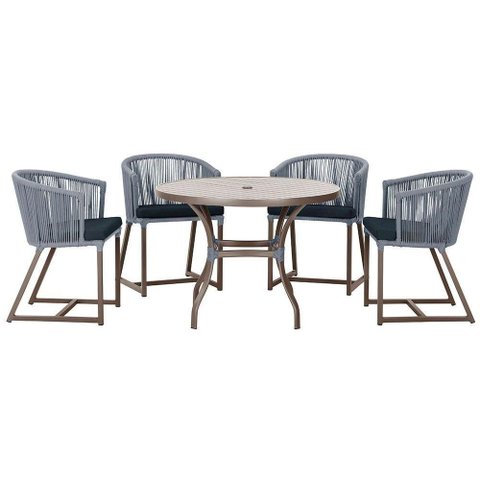 Mesa com 4 Cadeiras e Noronha Estofado 12 Trama Original Prata