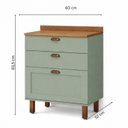 Ver imagem 3 de Balcão para Cozinha 3 Gavetas 100% MDF com Tampo Iluminata Verde/Mint/Ébano