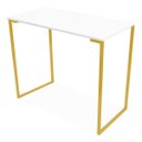 Ver imagem 2 de Mesa Escritório Estilo Industrial Base Dourado Tampo Branco