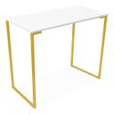 Ver imagem 3 de Mesa Escritório Estilo Industrial Base Dourado Tampo Branco
