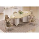 Ver imagem 1 de Conjunto: Mesa Sala Jantar Liz C/ Tampo Madeirado C/ Vidro Oval 218x108cm e 6 Cadeiras Vitta Off