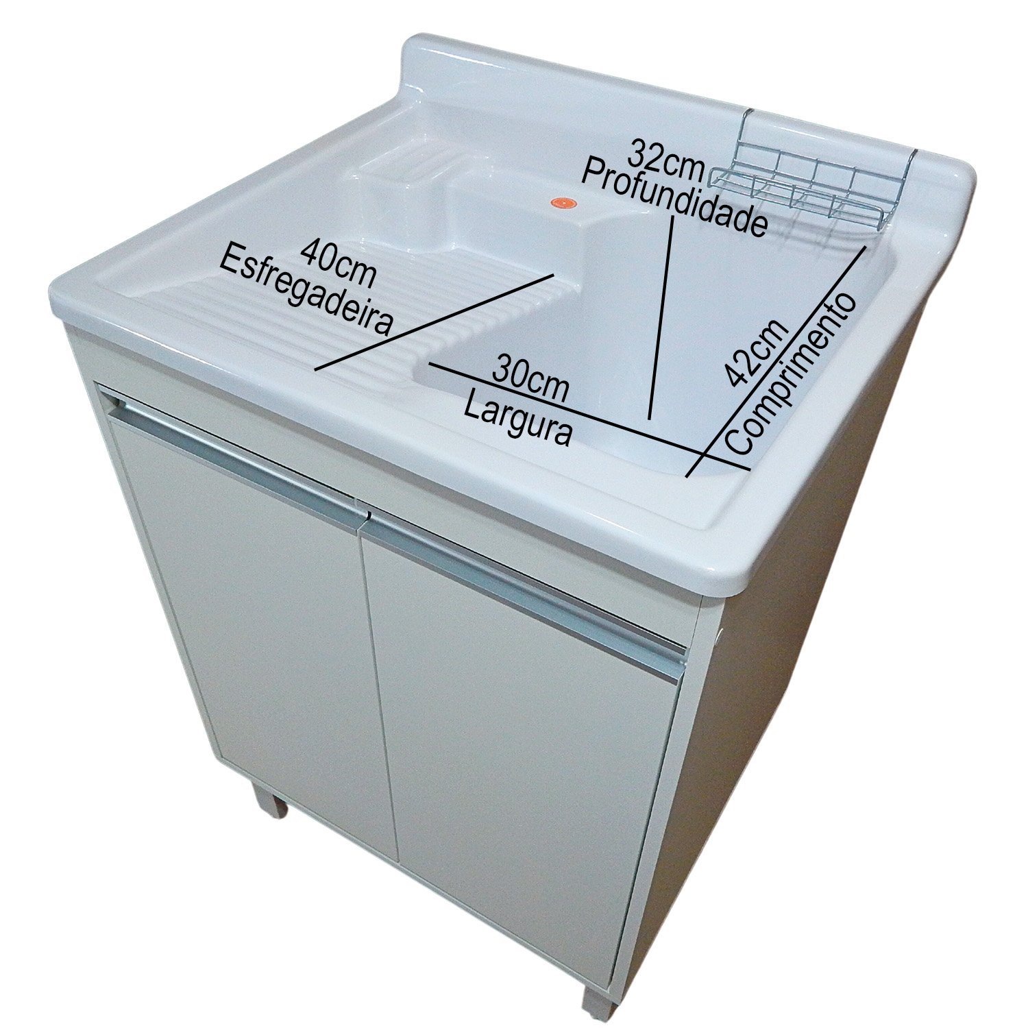 Tanque de Lavar Roupa 45l com Esfregadeira Lateral e Torneira de ...