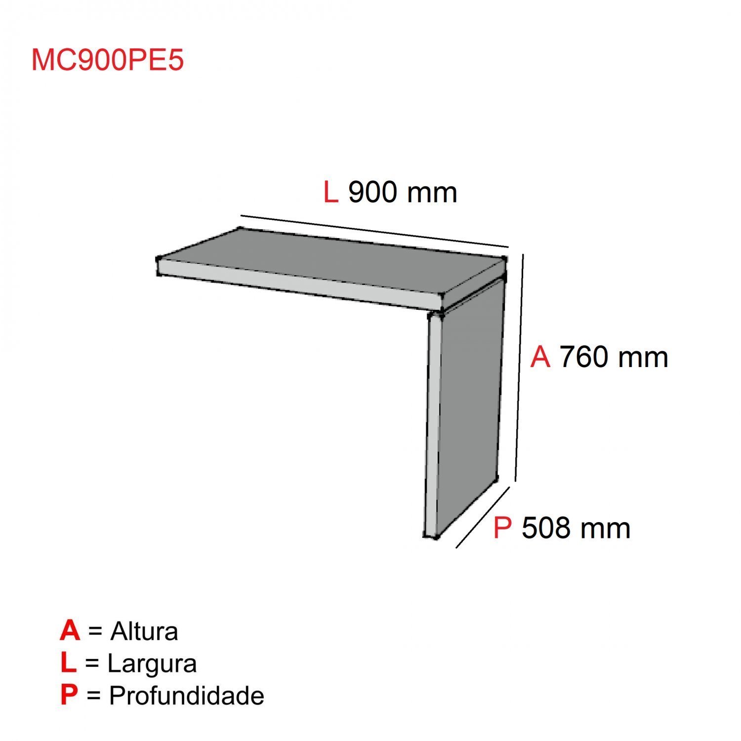 Mesa Complemento 90cm PE50 Pandin Móveis - 3