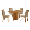 Ver imagem 2 de Conjunto Mesa de Jantar 120cm com 4 Cadeiras Estofadas Multimóveis Crrft-CON043 Madeirado/Bege