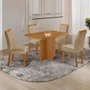 Ver imagem 1 de Conjunto Mesa de Jantar 120cm com 4 Cadeiras Estofadas Multimóveis Crrft-CON043 Madeirado/Bege