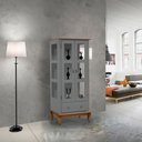Ver imagem 2 de Cristaleira 2 Portas e Laterais em Vidro 1 Gaveta 60310 Linz Móveis - Cinza/imbuia Glazer
