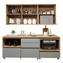 Ver imagem 5 de Cozinha Completa Modulada 4 Peças 5 Portas 4 Gavetas Norten Marrom/Verde/Nature