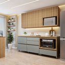 Ver imagem 1 de Cozinha Completa Modulada 4 Peças 5 Portas 4 Gavetas Norten Marrom/Verde/Nature