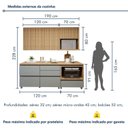 Ver imagem 4 de Cozinha Completa Modulada 4 Peças 5 Portas 4 Gavetas Norten Marrom/Verde/Nature