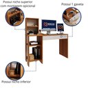 Ver imagem 3 de Mesa para Computador Smart Movelove 1 Gaveta MDP com Nicho Superior Opcional Jequitiba/Off White