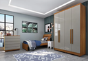 Ver imagem 3 de Guarda Roupa Solteiro MDF 4 Portas 2 Gavetas com Pés 165cm Dinamarca Cinamomo/Off White - TCIL Móveis