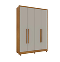 Ver imagem 1 de Guarda Roupa Solteiro MDF 4 Portas 2 Gavetas com Pés 165cm Dinamarca Cinamomo/Off White - TCIL Móveis