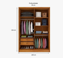 Ver imagem 4 de Guarda Roupa Solteiro MDF 4 Portas 2 Gavetas com Pés 165cm Dinamarca Cinamomo/Off White - TCIL Móveis
