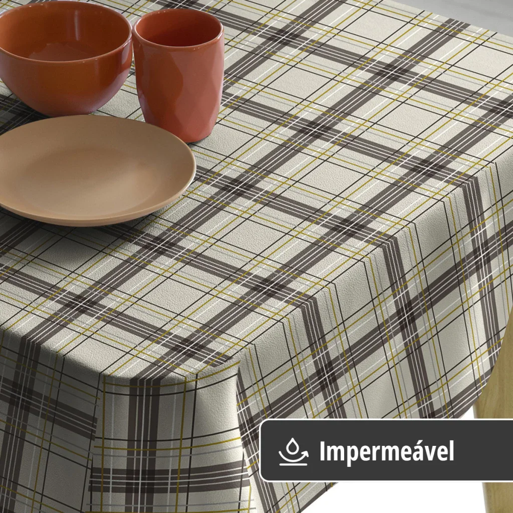 Ver imagem 5 de Toalha Mesa Plástica Térmica Tartan 4 Lugares Redonda 1,38