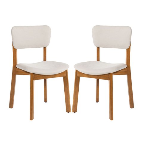 Kit 2 Cadeiras de Jantar Frame em Madeira Estofada Camurça Bege Claro N12 Rmi