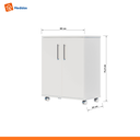 Ver imagem 7 de Armário Multiuso Compacto com Rodízios 2 Portas Branco