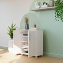 Ver imagem 3 de Armário Multiuso Compacto com Rodízios 2 Portas Branco