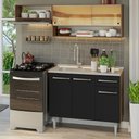 Ver imagem 1 de Armário de Cozinha Compacta 165cm com Pia Rustic/Preto Emilly Madesa 01