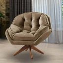 Ver imagem 5 de Poltrona Decorativa Estofada Base Giratória Califórnia Cor:cappucino