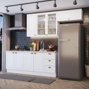 Ver imagem 1 de Cozinha Compacta 4 Peças C/ Aéreo 3 Portas Com Vidro Branco