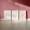 Ver imagem 1 de Kit 3 Quadros Decorativos Infantil - Boho Delicado NO2 - 30x40 - Moldura Madeira