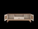 Ver imagem 2 de Rack Jade 1,60m C/ 2 Portas Gaveteiro e Nicho Central Off White/noce