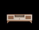 Ver imagem 4 de Rack Jade 1,60m C/ 2 Portas Gaveteiro e Nicho Central Off White/noce