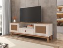 Ver imagem 1 de Rack Jade 1,60m C/ 2 Portas Gaveteiro e Nicho Central Off White/noce