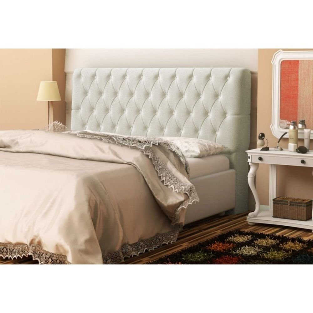 Cabeceira King 195cm para Cama Box Lady Napa - Malta Decor:branco Botão - 2