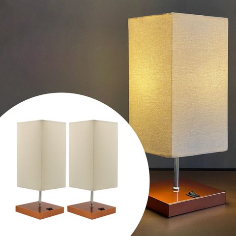 Kit 2 Abajur Luminaria de Mesa Quadrado com Interruptor Ref 49 Decoração Casa Sala Quarto Escritório