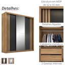 Ver imagem 4 de Guarda Roupa Casal Espelho 3 Pt Correr 32220 Amendola Nude Preto Flex Demobile