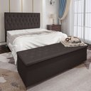 Ver imagem 2 de Kit Cabeceira e Calçadeira Baú Casal 1,40m Madrid Suede - Pallazio - Marrom