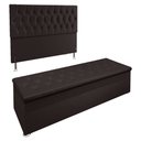 Ver imagem 1 de Kit Cabeceira e Calçadeira Baú Casal 1,40m Madrid Suede - Pallazio - Marrom