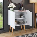 Ver imagem 1 de Aparador Buffet 2 Portas Com Prateleira Retrô Veneza - Branco Acetinado - Lojas RPM
