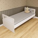 Ver imagem 1 de Cama Solteiro Mdf Branco com Cabeceira Telinha Anatômica Mobilistore