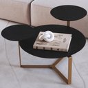 Ver imagem 2 de Mesa de Centro para Sala de Estar 3 em 1 Pés Metálicos Dari A03 Nero Dourado - Lyam Decor
