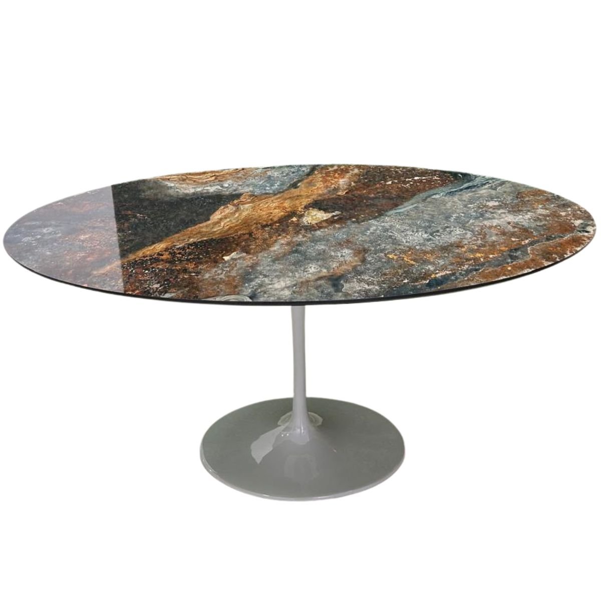 Mesa de Jantar Saarinen Oval 244x137 Cm Calacata Marmorizada Estelar