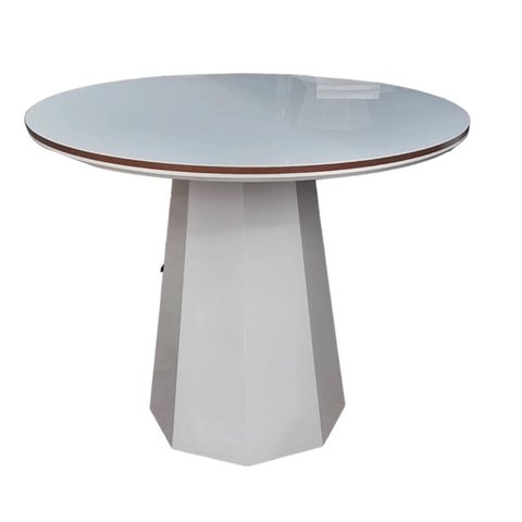 Mesa de Jantar Cone Oitavada 90 Cm com Tampo Duplo Redondo com Vidro Off/mel/off